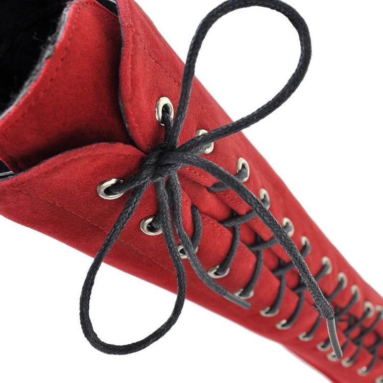Women's High Heel Chunky Block Lace-Up High Shaft Fashion Boots