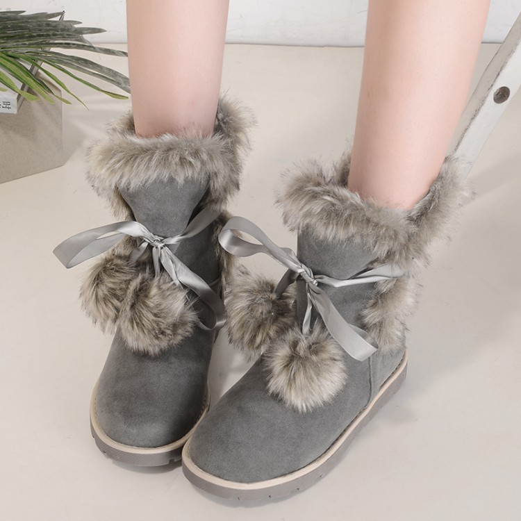 Women's Fashion Mid-Calf Boots - Flat Heel, Faux Suede, Round Toe, Winter