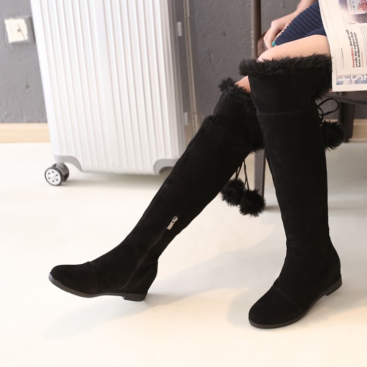 Women's Over-the-Knee Fashion Boots - Lace-Up Low Heel