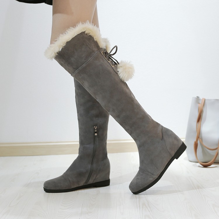 Women's Over-the-Knee Fashion Boots - Lace-Up Low Heel