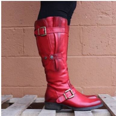 Women's High Shaft Round Toe Chunky Low Heel Fashion Boots