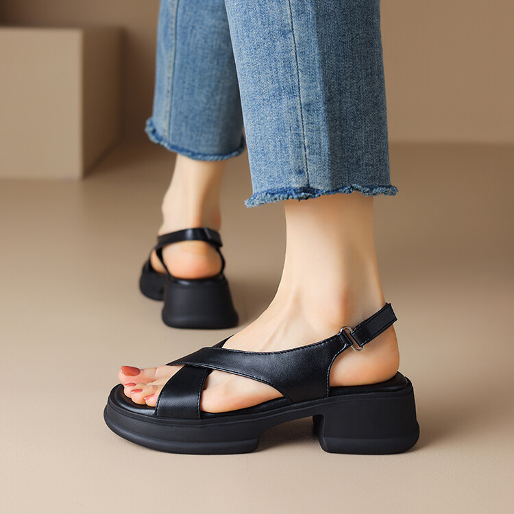 Women's Mid Heel T-Strap Sandals with Ankle Strap