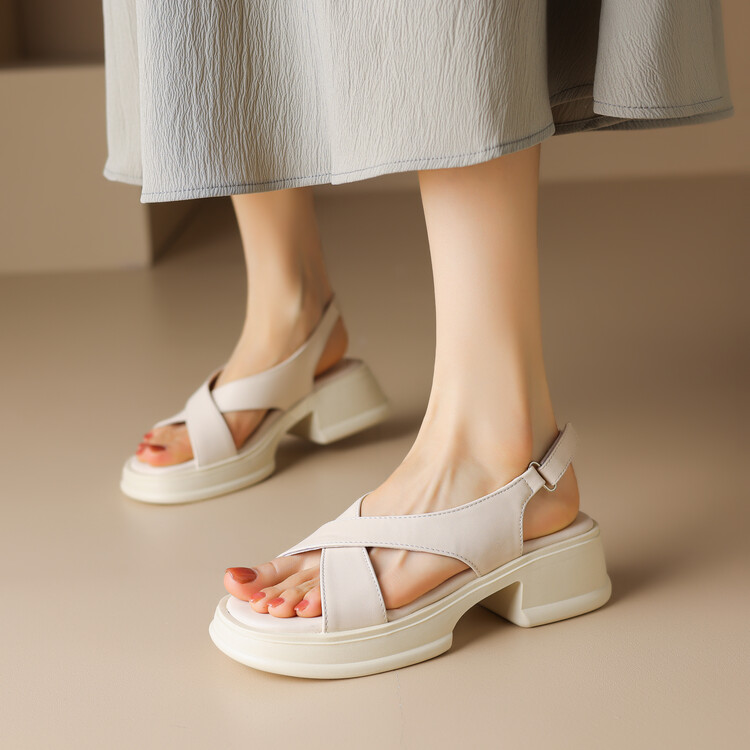 Women's Mid Heel T-Strap Sandals with Ankle Strap
