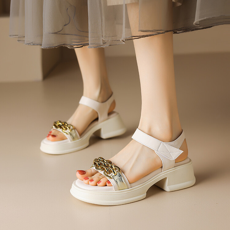Women's Ankle Strap Sandals with T-Strap and Block Mid Heel