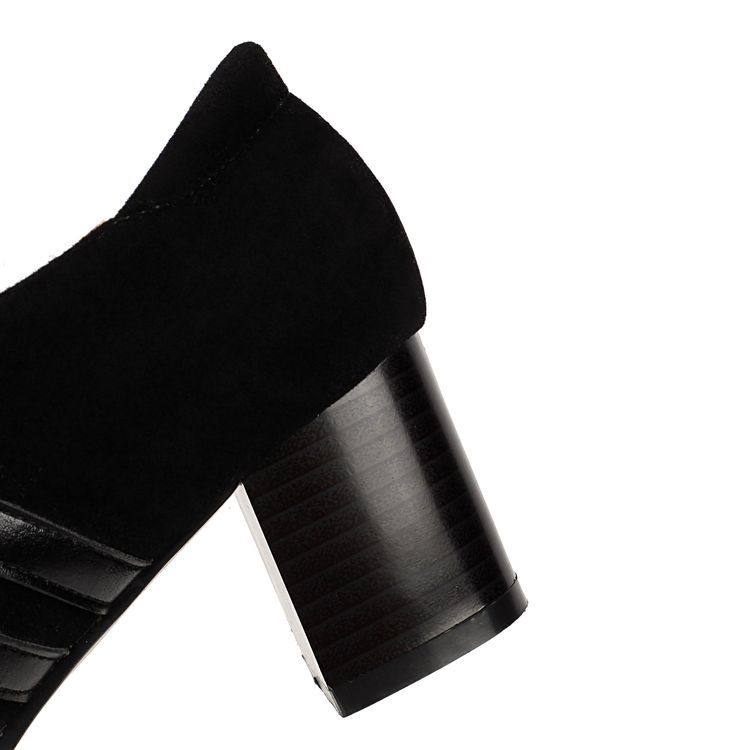 Women's Fashion Flat Shoes with Round Toe and Chunky Mid Heel