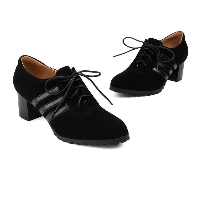 Women's Fashion Flat Shoes with Round Toe and Chunky Mid Heel