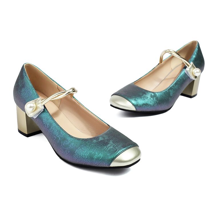 Women's Fashion Flat Shoes with Buckle Strap and Round Toe
