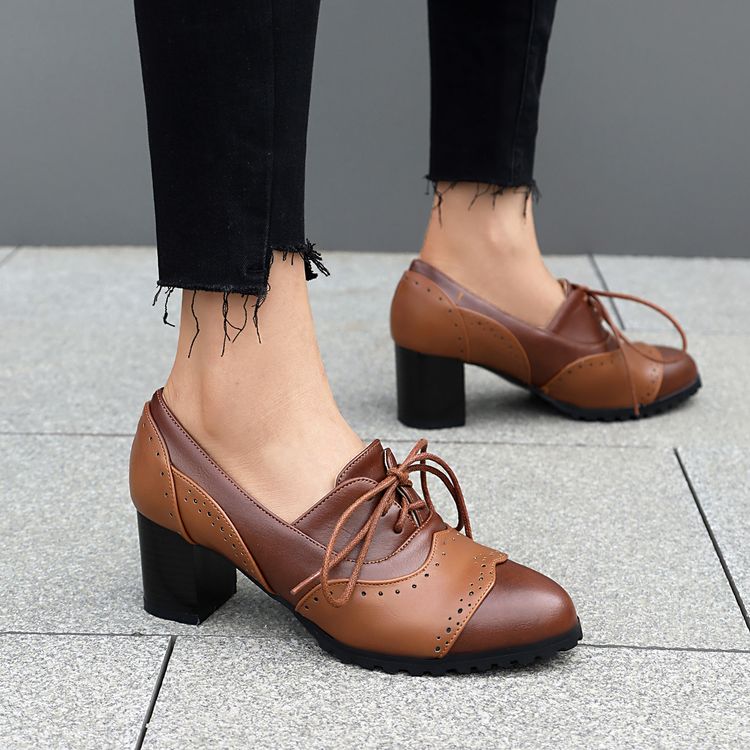 Women's Chunky Heel Round Toe Slip-On Pumps