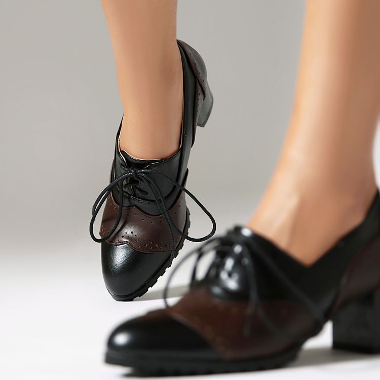 Women's Chunky Heel Round Toe Slip-On Pumps