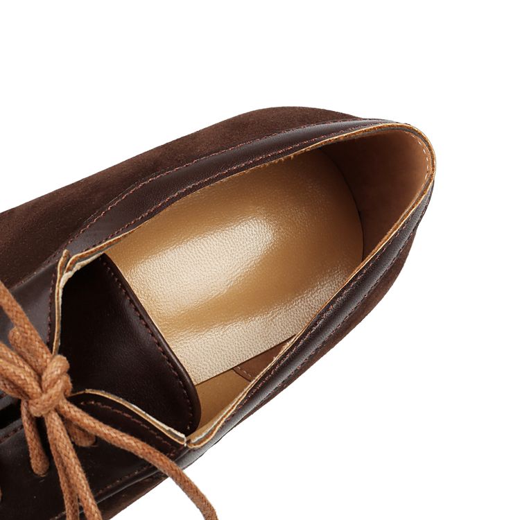Women's Fashion Flat Shoes Retro Round Toe Chunky Heel