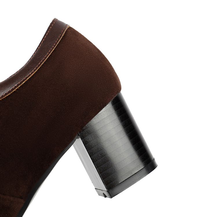 Women's Fashion Flat Shoes Retro Round Toe Chunky Heel