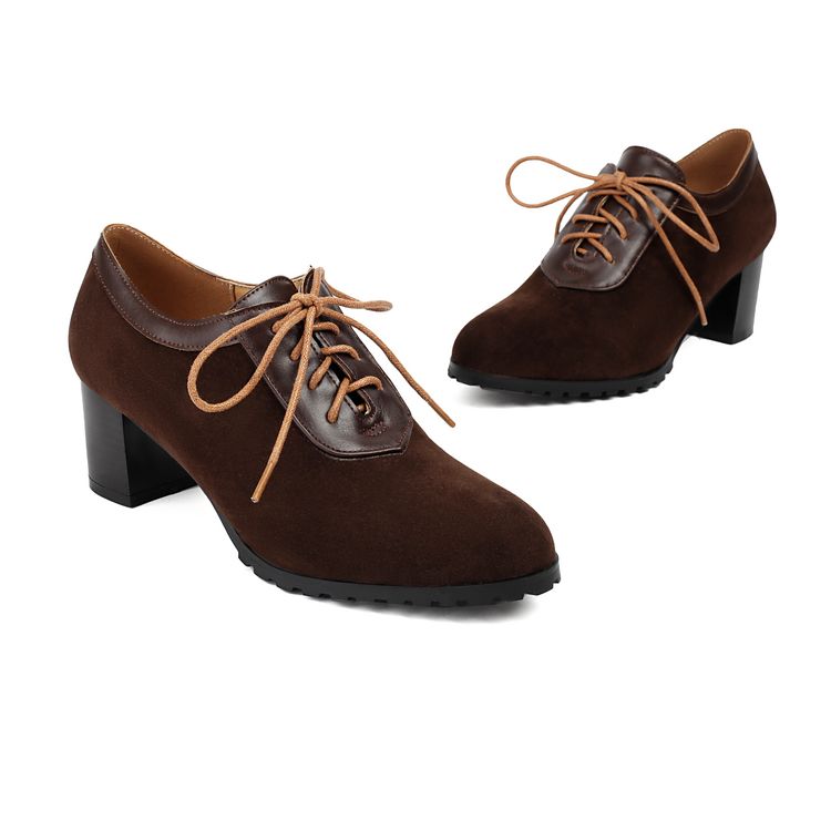 Women's Fashion Flat Shoes Retro Round Toe Chunky Heel