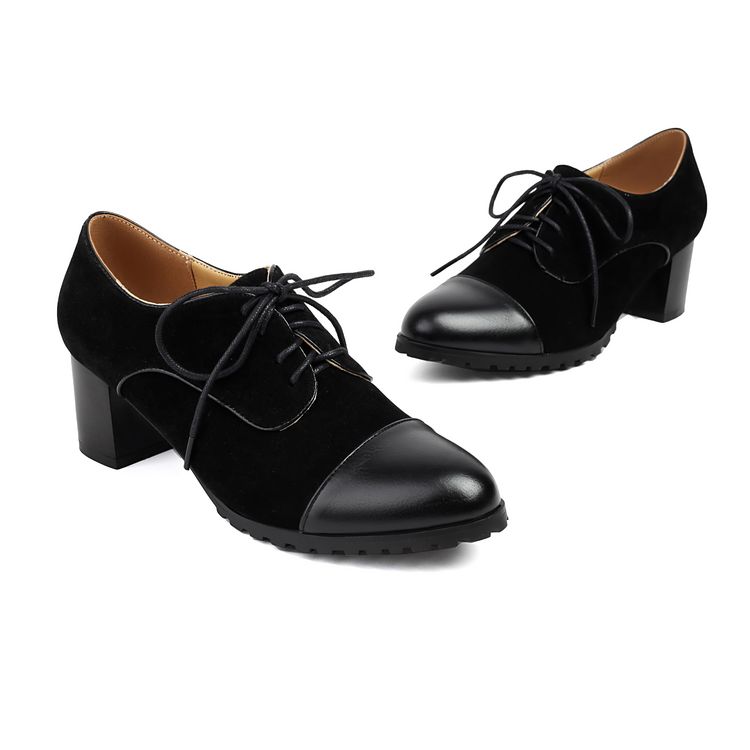 Women's Fashion Flat Shoes Round Toe Chunky Heel