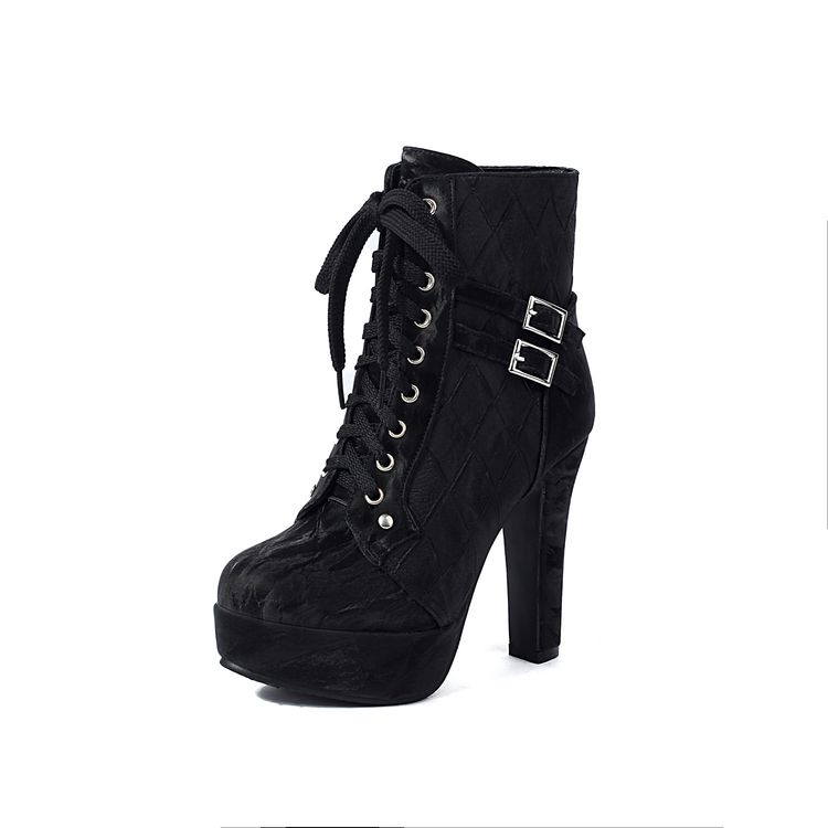 Women's Fashion Flat Shoes PU Round Toe Chunky Heel