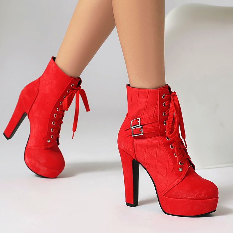 Women's Fashion Flat Shoes PU Round Toe Chunky Heel